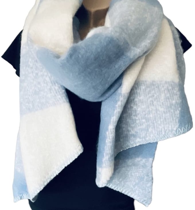 Sjaal - Dikke Kwaliteit - Geblokt - Blauw - 220 x 50 cm (969619#)