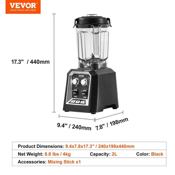Professionele Blender Commerciële Aanrecht Blenders 68 oz Smoothies Shakes