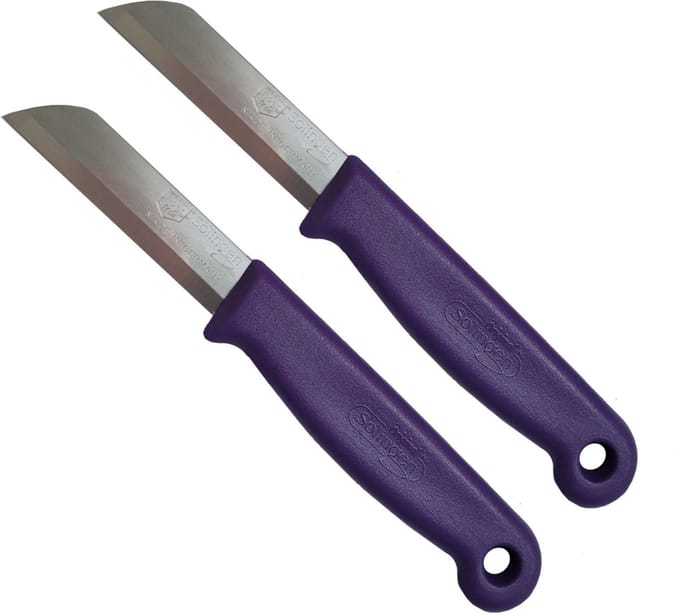 Solingen Schilmesje - minimaal 2 bestellen RVS Glad – 16 cm met Blade Cover – Paars – 2 stuks