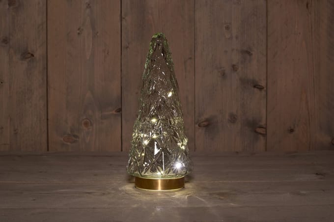 Anna's Collection LED glazen boom Timbor transparant Ø 15 x 28,5cm, warm wit