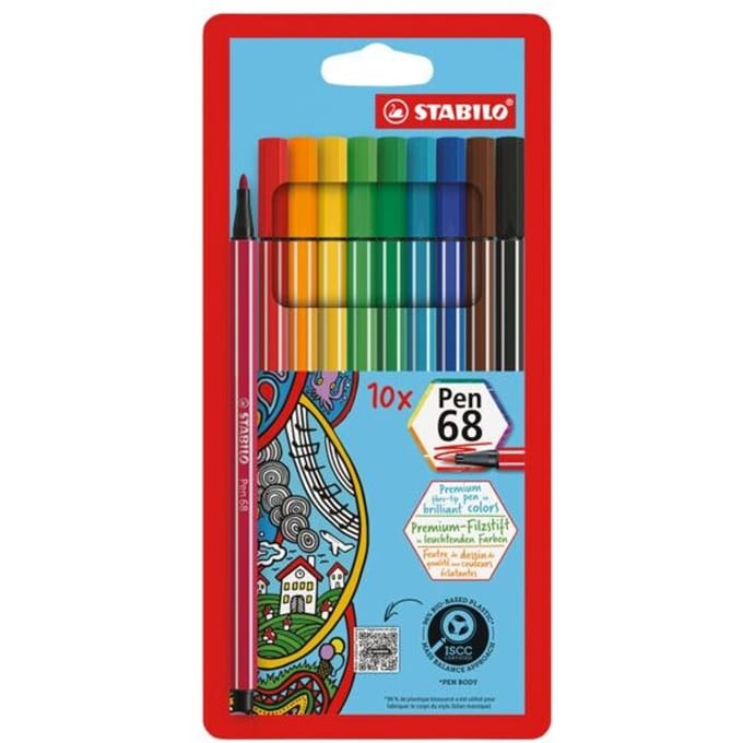 STABILO Pen 68 - Premium Viltstift - Hersluitbare Etui Met 10 Kleuren