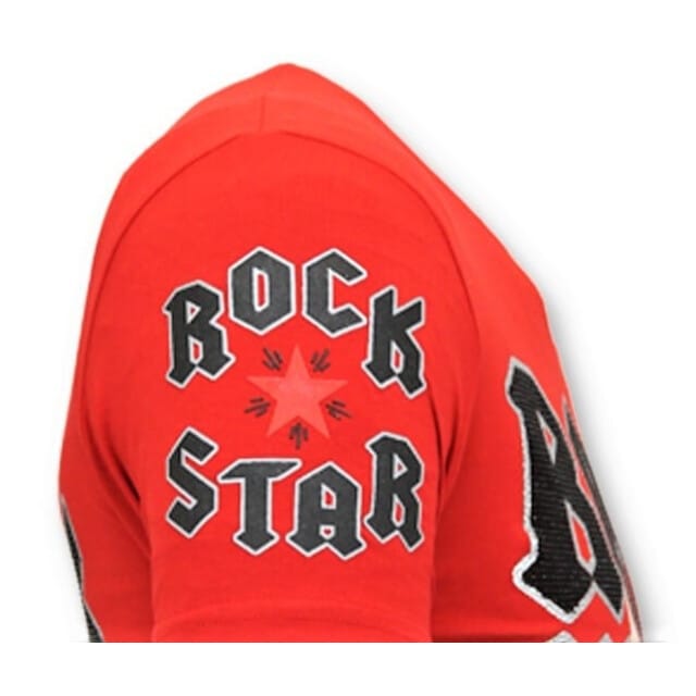 Exclusieve T-Shirt Mannen - Rock My World Cat - Rood