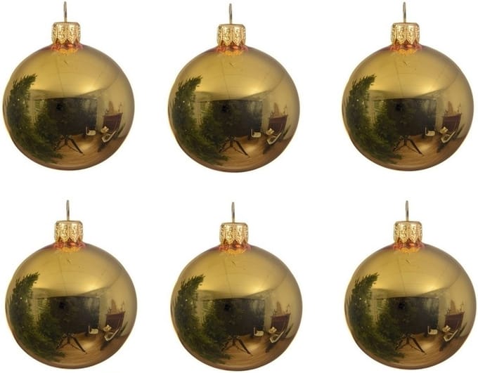Decoris kerstballen - 6x st - goud - D8 cm - glas - kerstversiering