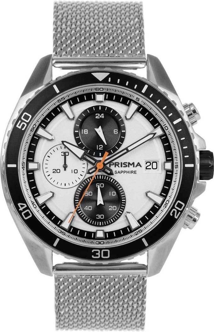 Prisma Horloge P.1325 Heren Edelstaal Chronograaf 10 ATM
