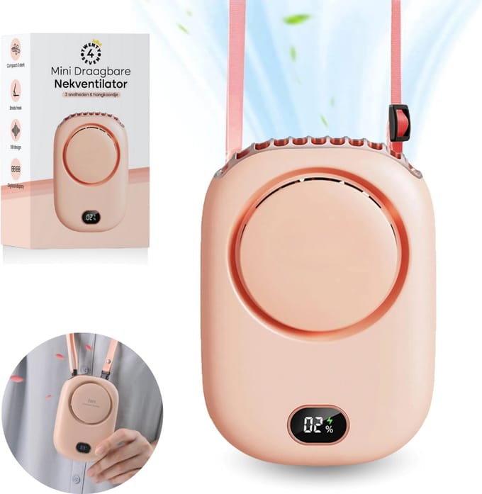 Twenty4seven® Handventilator met Hanger Roze - Draagbare Ventilator Oplaadbaar - Waaier & Handwaaier - Mini Tafelventilator Draadloos - 3 Standen