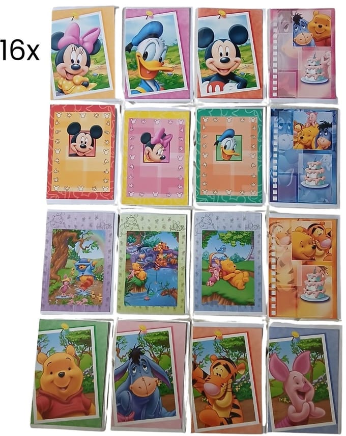 Disney - Wenskaart + Envelop - Donald Duck, Mickey Mouse, Minnie Mouse, Winnie de Poeh