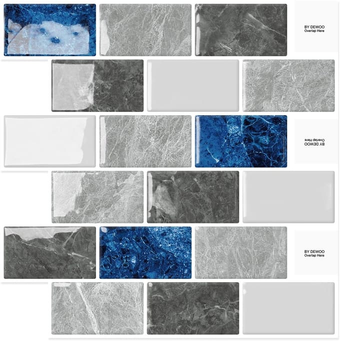 Dailygoody - Plaktegels - Zelfklevend - Blauw - Muurstickers