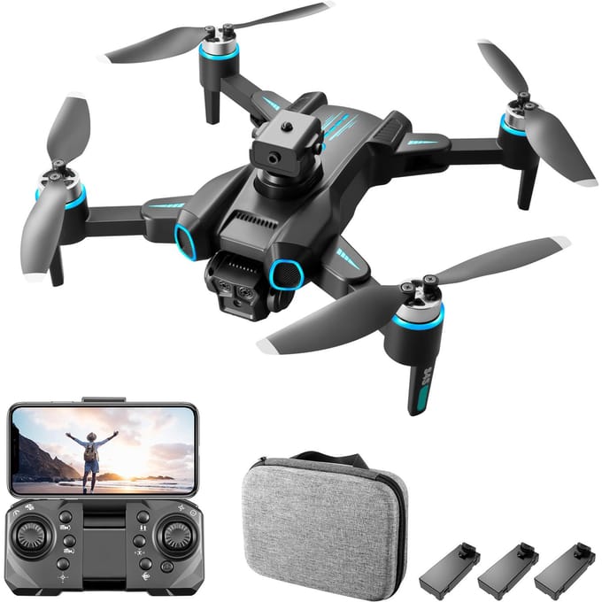 Drone télécommandé avec caméra 6K, double caméra, pliable, évitement d'obstacles, moteur sans balais 4K dual camera 3 battery noir