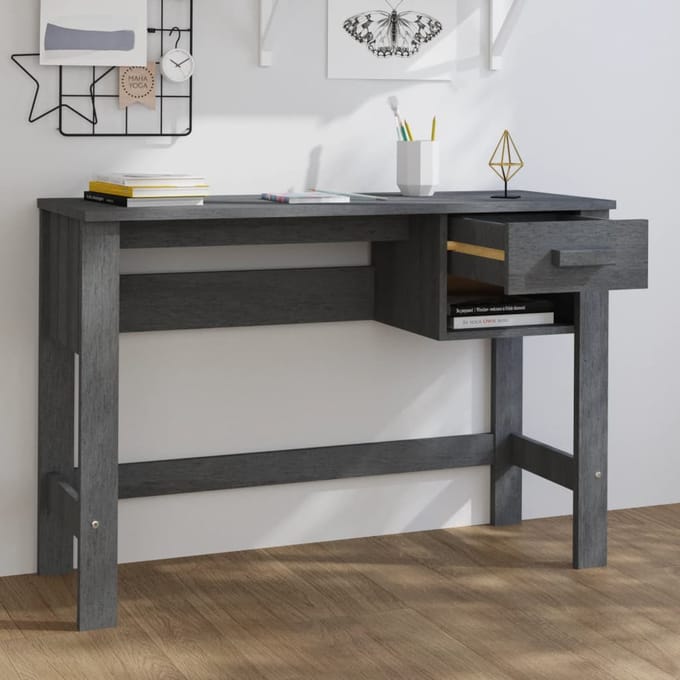 vidaXL - Bureau - HAMAR - 110x40x75 - cm - massief - grenenhout - donkergrijs