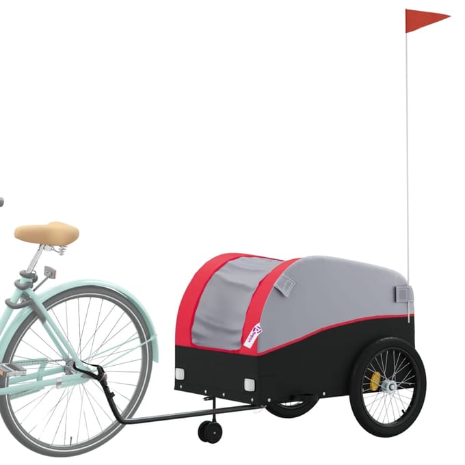 vidaXL - Fietstrailer - 45 - kg - ijzer - zwart - en - rood