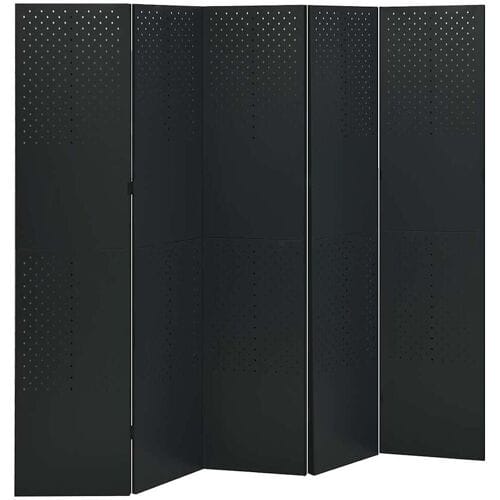 vidaXL - Kamerschermen - 2 - st - met - 5 - panelen - 200x180 - cm - staal - zwart