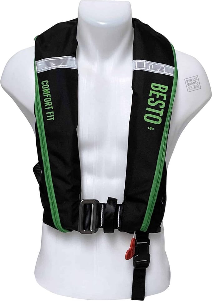 Besto Comfort fit 180N reddingsvest - zwart/groen
