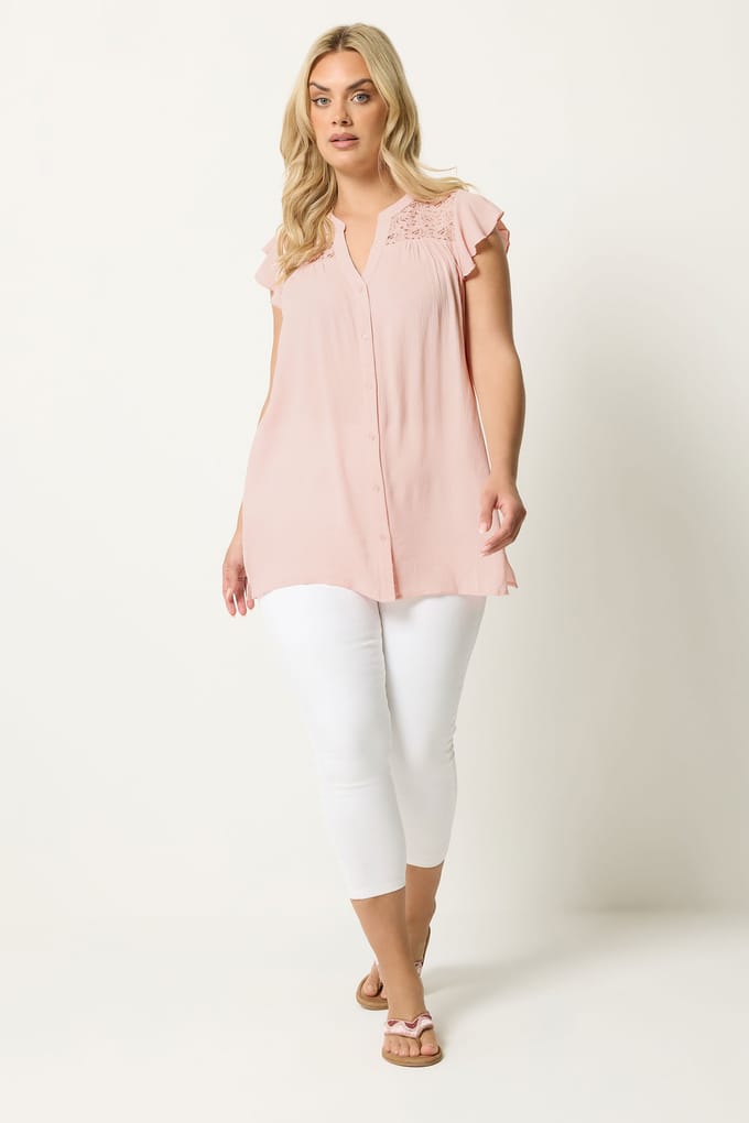 Yours Yours Roze Blouse Met Kanten Details Size 50-52