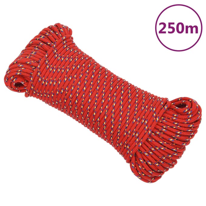 vidaXL - Boottouw - 4 - mm - 250 - m - polypropyleen - rood