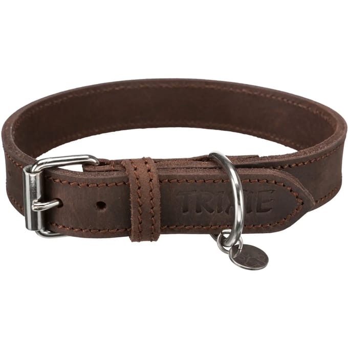 Trixie Rustic fatleather collar M: 37-44 cm/25 mm dark brown