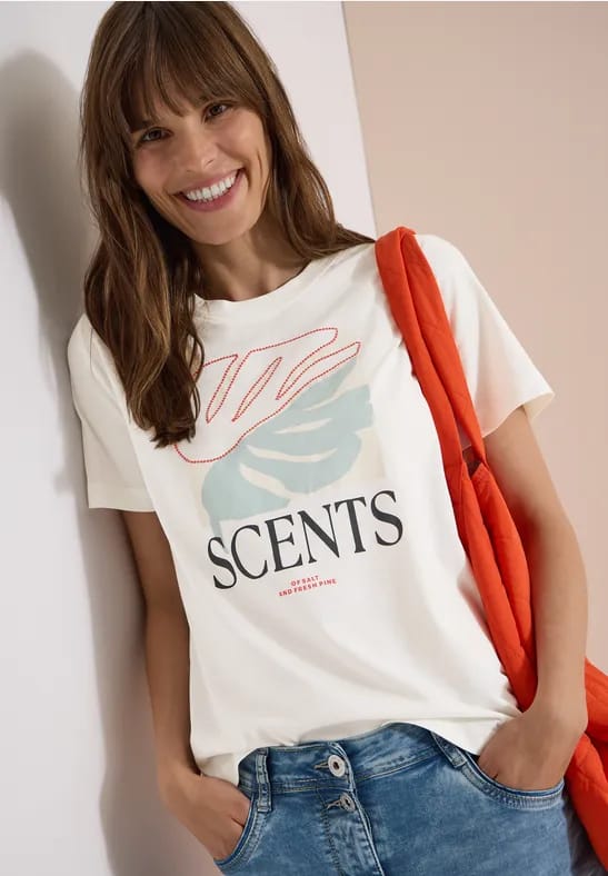 Shirt met ronde hals en frontprint