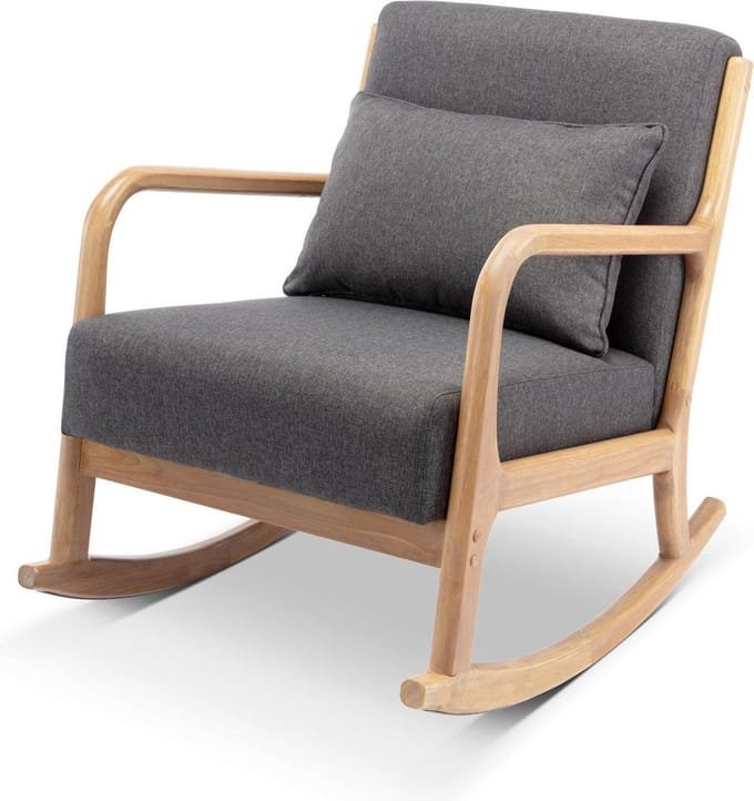 sweeek - Scandinavische schommelstoel van hout en stof - lorens