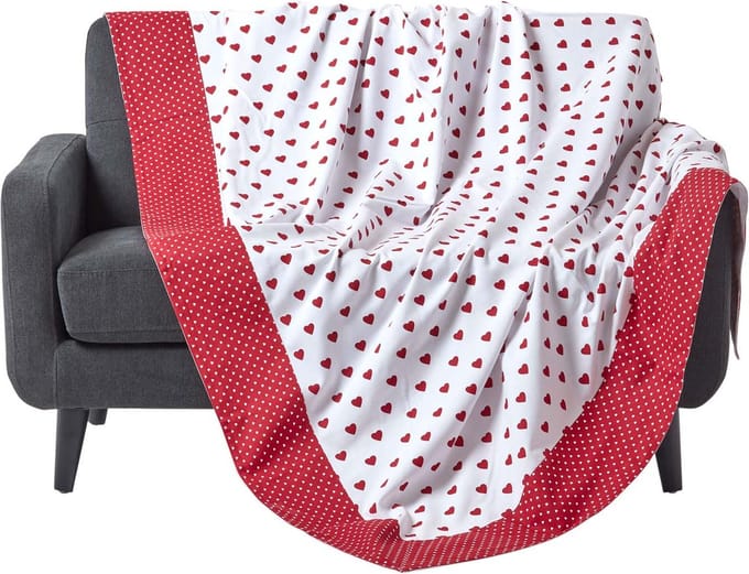 Homescapes Rood Hart Patroon Plaid 150 x 200 cm