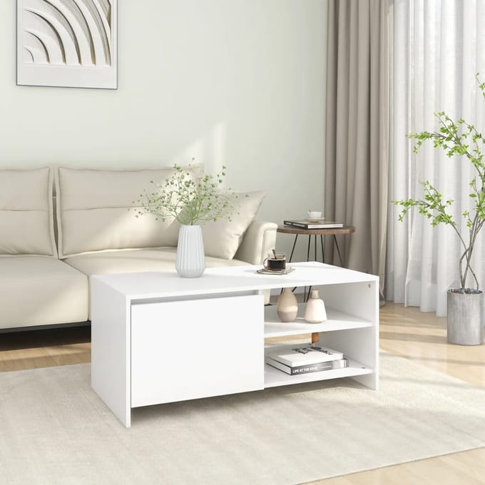 vidaXL - Salontafel - 102x50x45 - cm - bewerkt - hout - wit