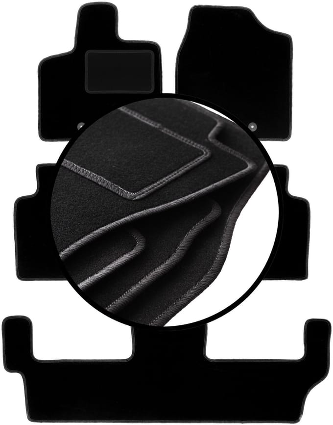 Complete set veloursmatten voor: Dodge Grand Caravan IV 7-zits (2008-2016)