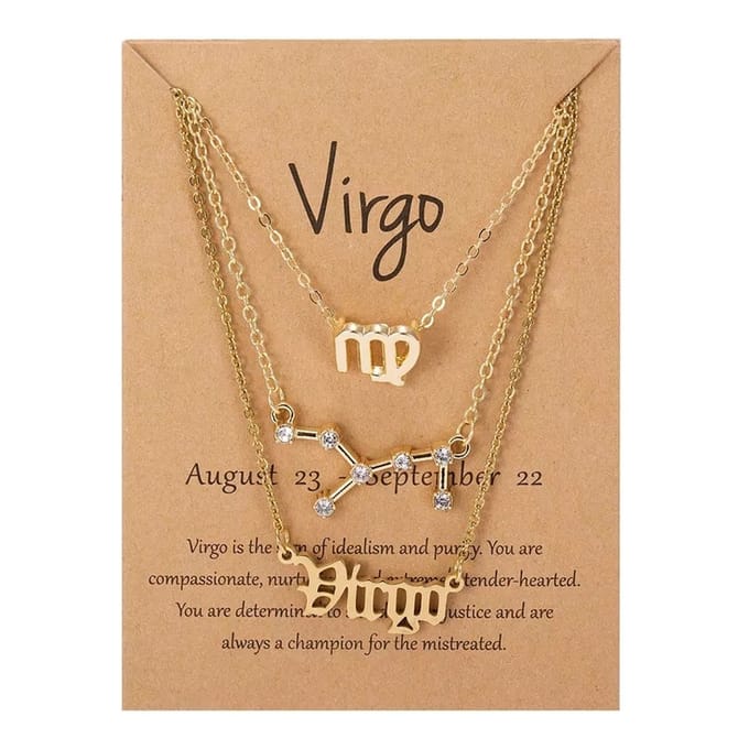 Virgo - Maagd - Zodiac Kettingen Set - Verguld - 3 Stuks - EmmyRovi