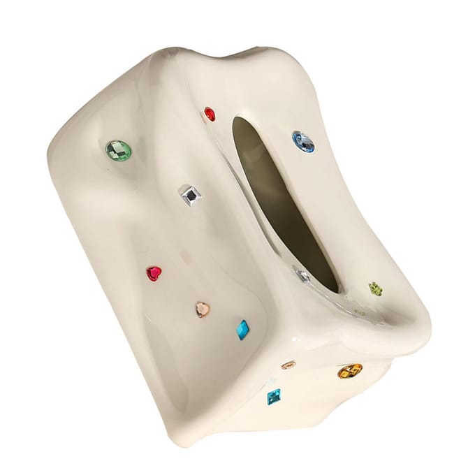 Keramische tissueboxhouder Decoratieve elegante tissuedoos voor het gezicht, servetdispenser voor het avondeten beige