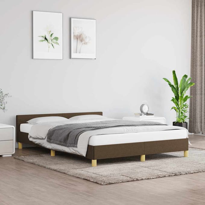 vidaXL - Bedframe - zonder - matras - stof - donkerbruin - 140x200 - cm