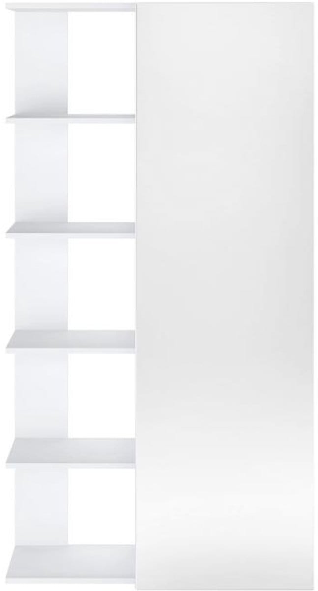 Vente-unique Schoenenkast met 4 legplanken en 1 spiegeldeur - Wit - SYLANY