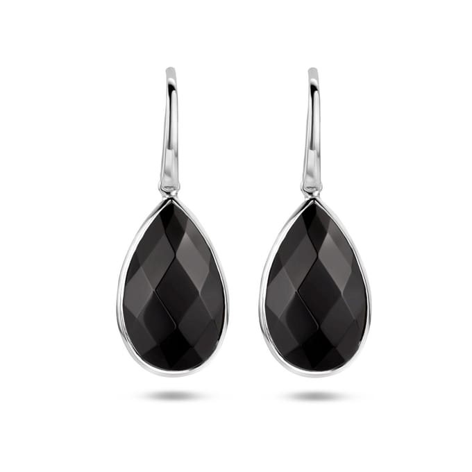 Glams oorhangers onyx franse haak - Zilver