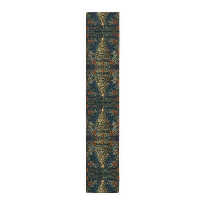 Élégant Chemin de Table de Noël Inspiré de William Morris: Décoration de Table Festive pour les Fêtes, Centre de Table Moderne 150x33cm black