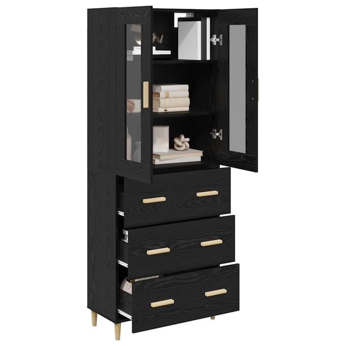 vidaXL - Highboard - met - lade - Zwart - Eiken - 69,5 - x - 34 - x - 180 - cm