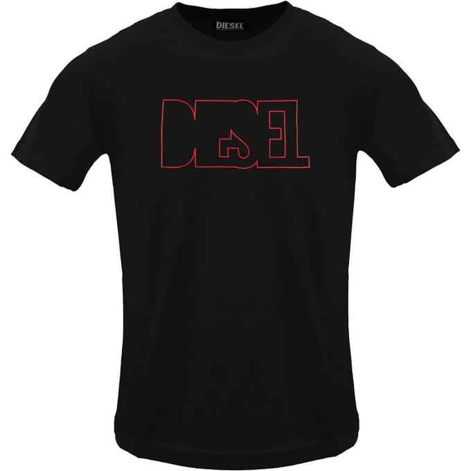 Diesel Outlined Logo Zwart Kaviaar T-shirt