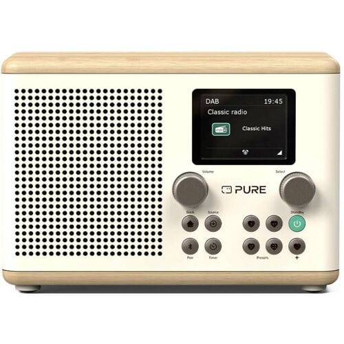 Pure Classic H4 Cotton White/Oak EU/UK Radio DAB+, FM Bluetooth, AUX Wekfunctie Eiken, Wit