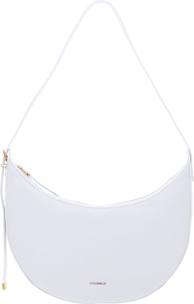 COCCINELLE Leren Schoudertas Coccinelle Gleen Handbag Grained Leather Brillant White Wit
