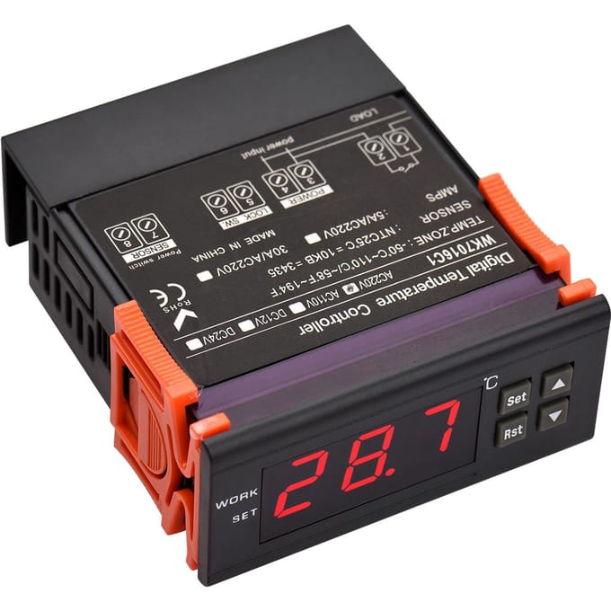 5A Digitale Temperatuurregelaar WK7016C1 Intelligente Temperatuurregelaar AC 220V Koelkast zwart