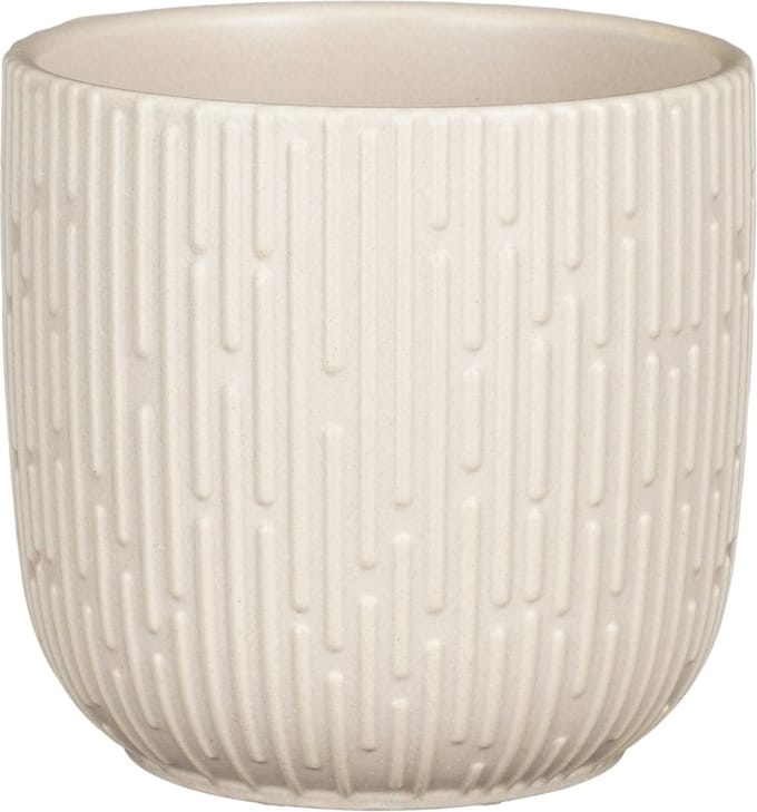Mica Decorations Plantenpot/bloempot - keramiek - mat wit - D14/H13 cm