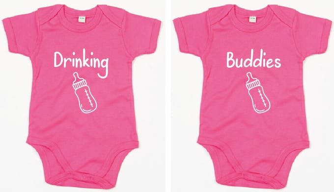 Rompertjes - Drinking Buddies-Fuchsia-6-12 Maanden