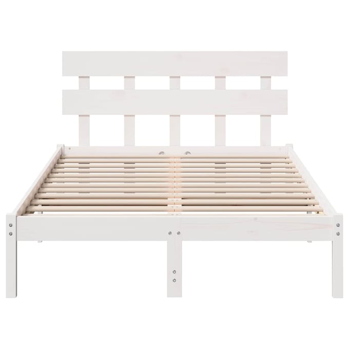 vidaXL - Bedframe - met - hoofdeinde - Wit - 120 - x - 200 - cm - Massief - grenenhout