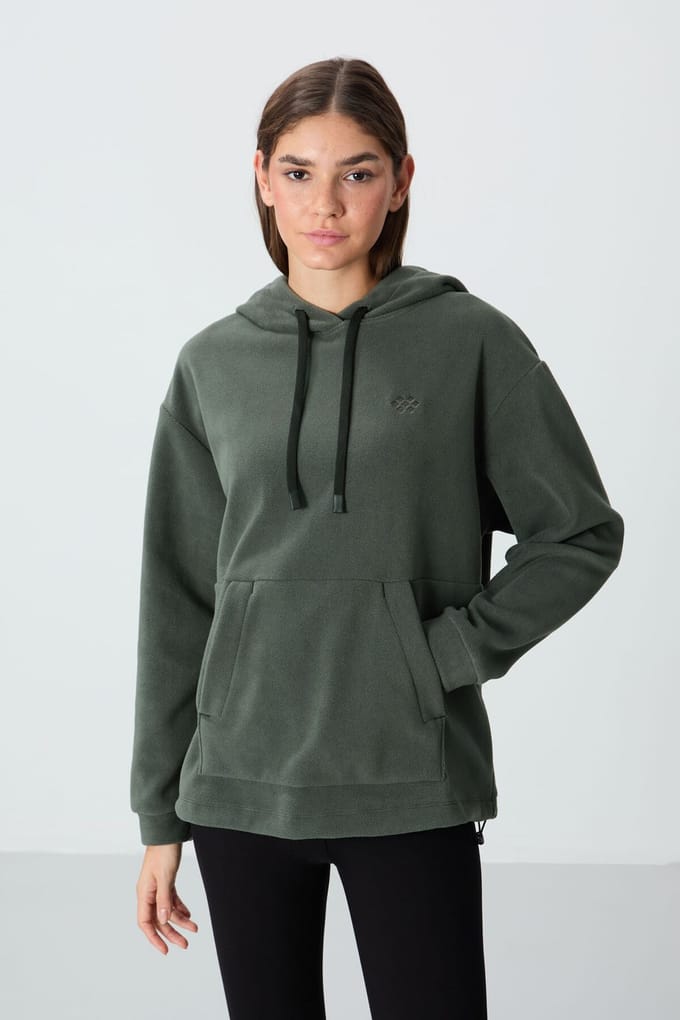 Overmaatse Pluche Hoodie Met Borduursel