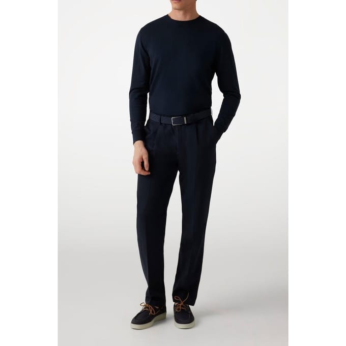 GUESS Marciano By  Cn Ls Silk Cotton Sweater Navy Sea Größe: S | Pullover Outlet | Herren | Blau