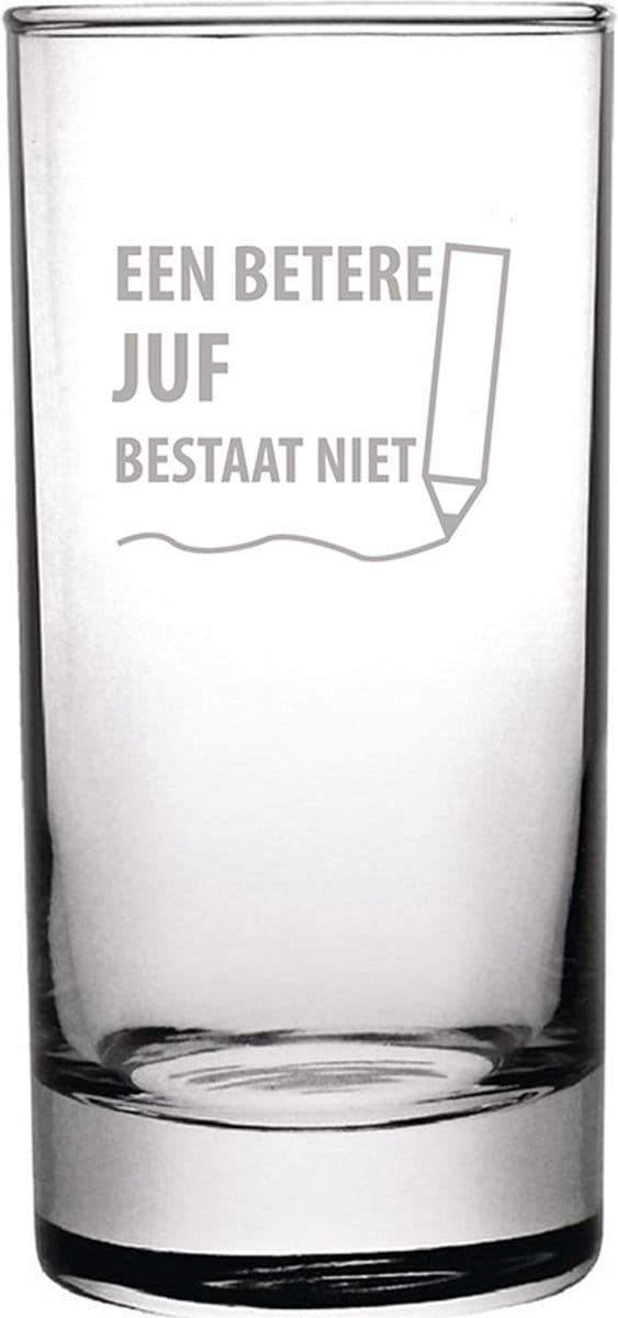 Gegraveerde longdrinkglas 28,5cl een betere juf bestaat niet
