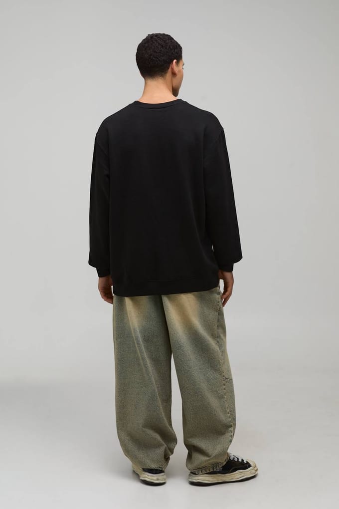 Oversized Stranger Things Licentie Bedrukte Sweatshirt | Black | Size Large