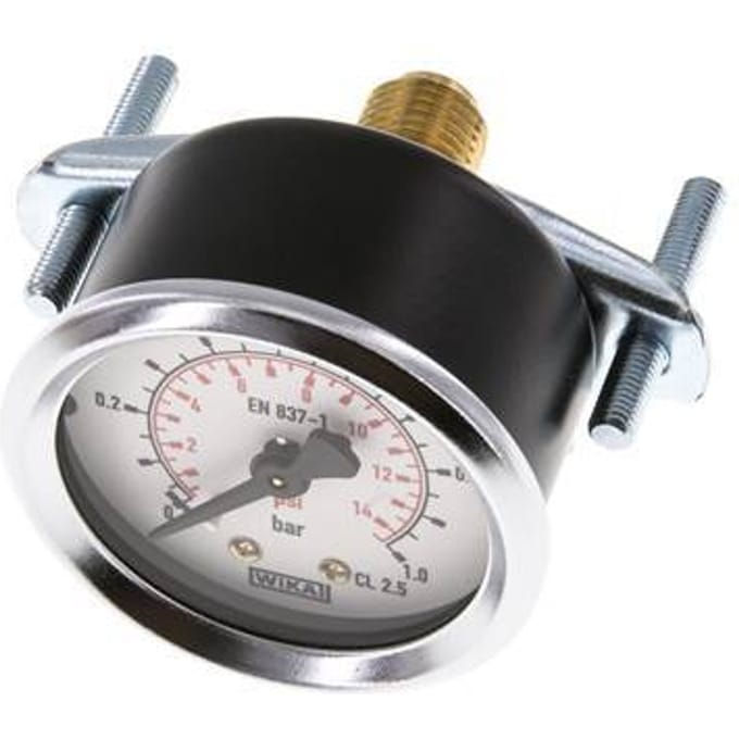 0..1 Bar Paneelmontage Manometer Staal/Messing 50 mm Klasse 2.5 (Beugel) - MW0150SH-TP