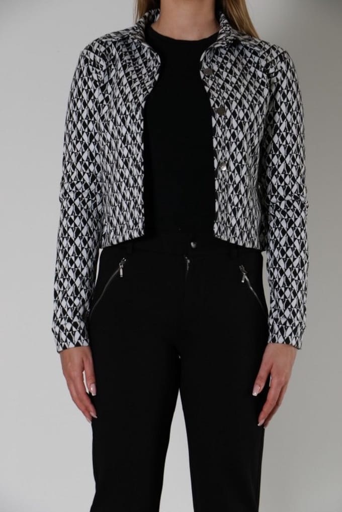 New Star dames korte jas - Dorian - zwart/wit ruit - maat S