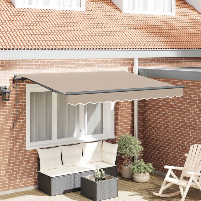 vidaXL - Uitschuifbare - luifel - Beige - 350 - x - 200 - cm - Stof