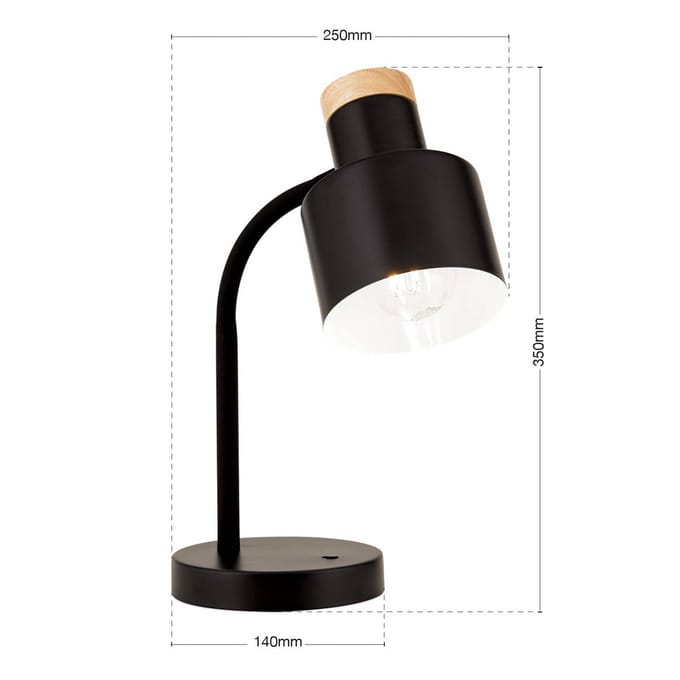 ORION Tafellamp Gili, zwart mat, staal, hoogte 35 cm, E27