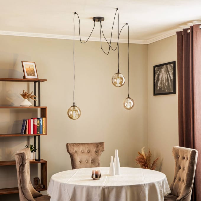 EMIBIG LIGHTING Hanglamp Glassy 3-lamps decentrale, glas grafiet