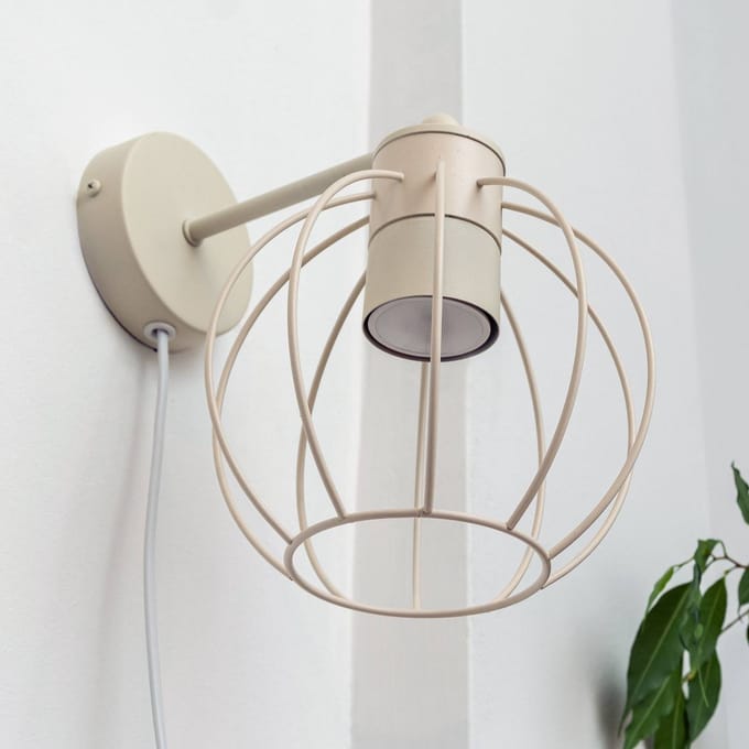 HELAM Wandlamp STARLIGHT, crèmewit, 1-lamp, Ø 18 cm, metaal, stekker