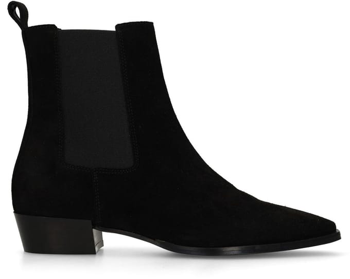 Manfield - Dames - Zwarte suède chelsea boots - Maat 40