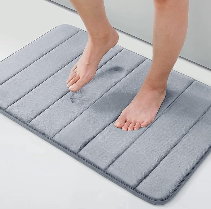 Clord - Badkamermat - Geheugenschuim - Absorberend - Antislip - 51 x 76 cm, Grijs